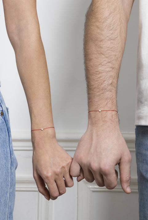 String Bracelet For Women with 0.10ct Round Diamond in Yellow Gold Bezel Setting - Redline - 0++