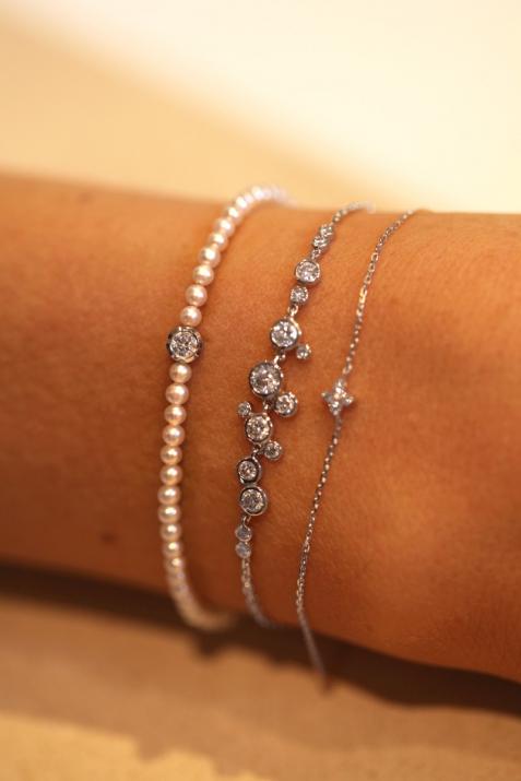 String Bracelet For Women with 0.10ct Round Diamond in Black Gold Bezel Setting - Redline - 0++