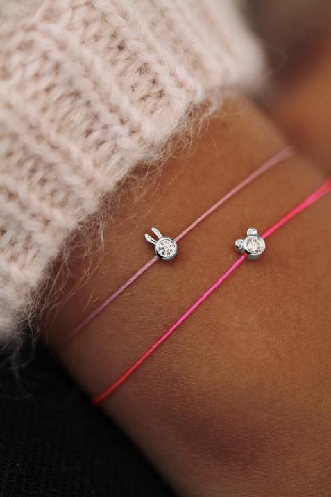 Mini Pure Bear 0.05carat diamond thread bracelet in white gold - Redline - 0++