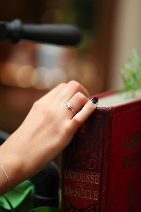 Ring with 0.47ct Round Diamond in Rose Gold Prong Setting - Redline - 0++