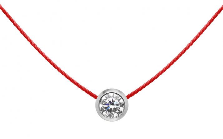 Collier fil avec diamant 0.20 carat serti clos or blanc - Redline - 0++