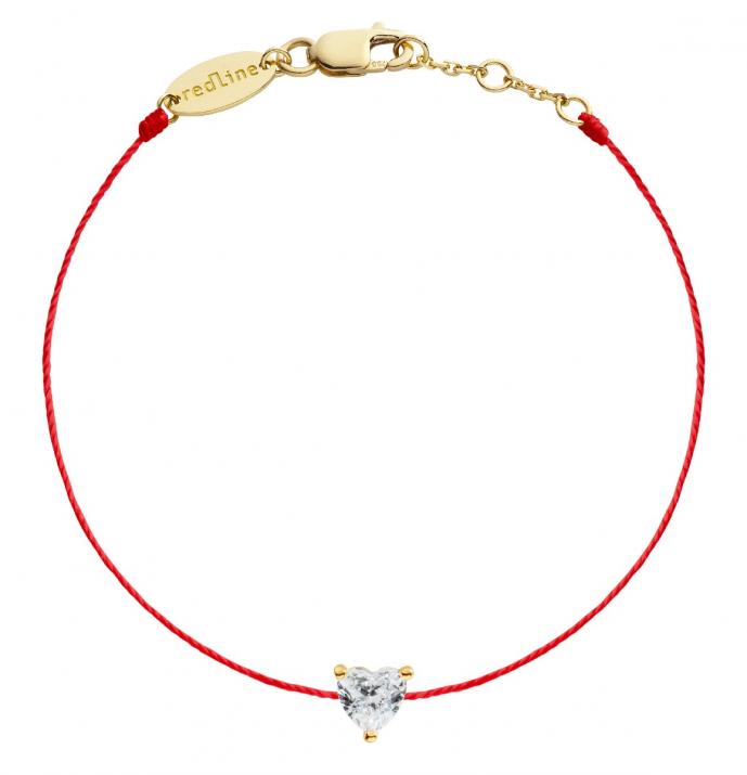 String Bracelet For Women with 0.20ct Heart ShapedDiamond in Yellow Gold Prong Setting - Redline - 0++