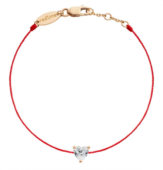 String Bracelet For Women with 0.20ct Heart ShapedDiamond in Rose Gold Prong Setting - Redline - 0++