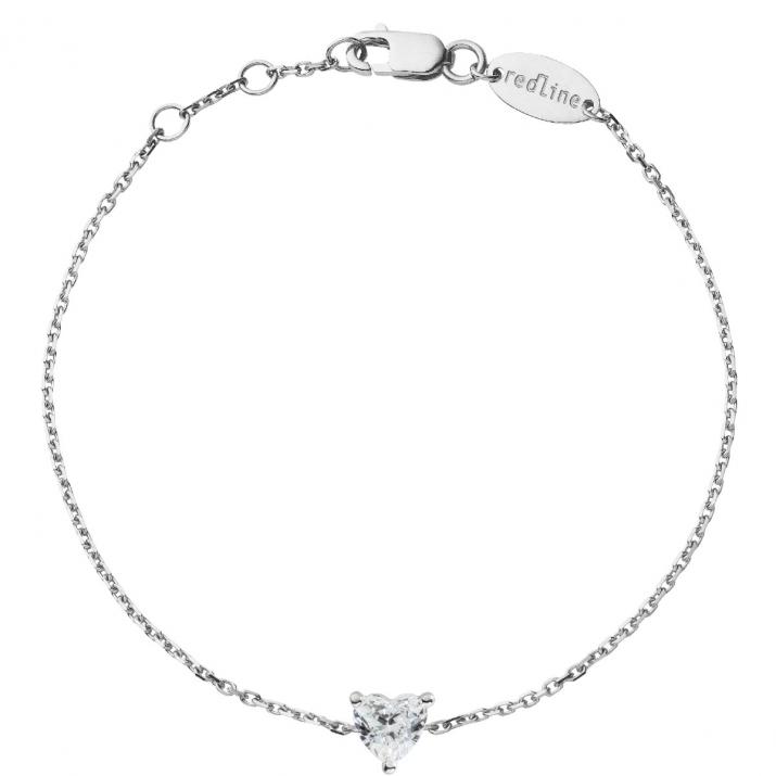 Chain Bracelet For Women with 0.20ct Heart ShapedDiamond in White Gold Prong Setting - Redline - 0++