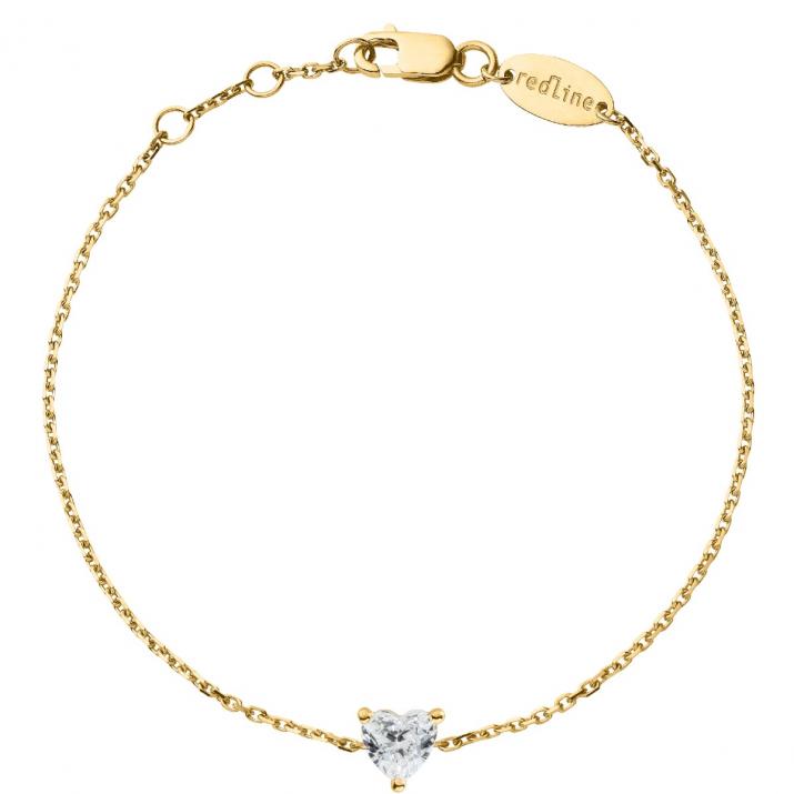 Chain Bracelet For Women with 0.20ct Heart ShapedDiamond in Yellow Gold Prong Setting - Redline - 0++