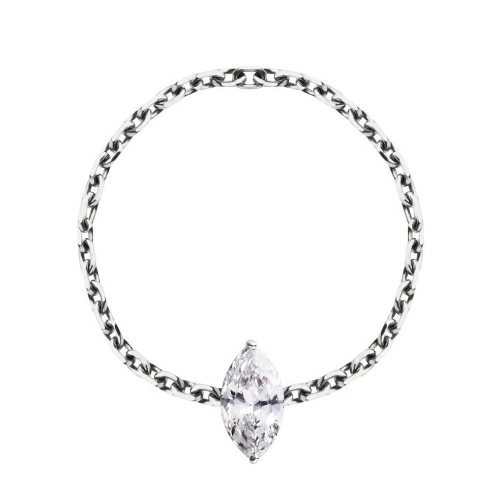 Chain Ring with 0.20ct Marquise Diamond in White Gold Prong Setting - Redline - 0++