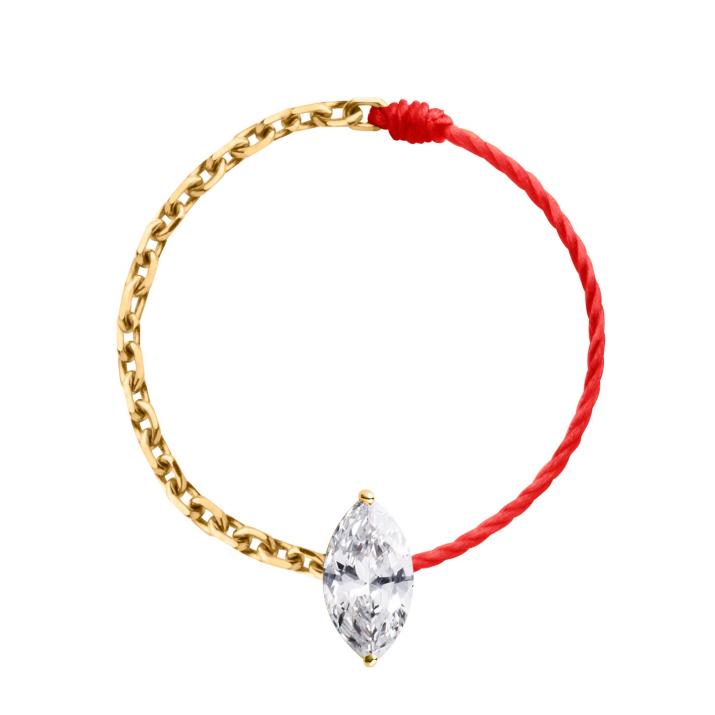 String-Chain Ring for Women with 0.20ct Marquise Diamond in Yellow Gold Prong Setting - Redline