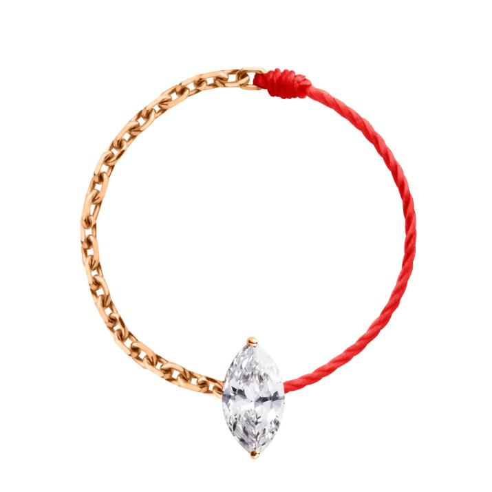 String-Chain Ring for Women with 0.20ct Marquise Diamond in Rose Gold Prong Setting - Redline