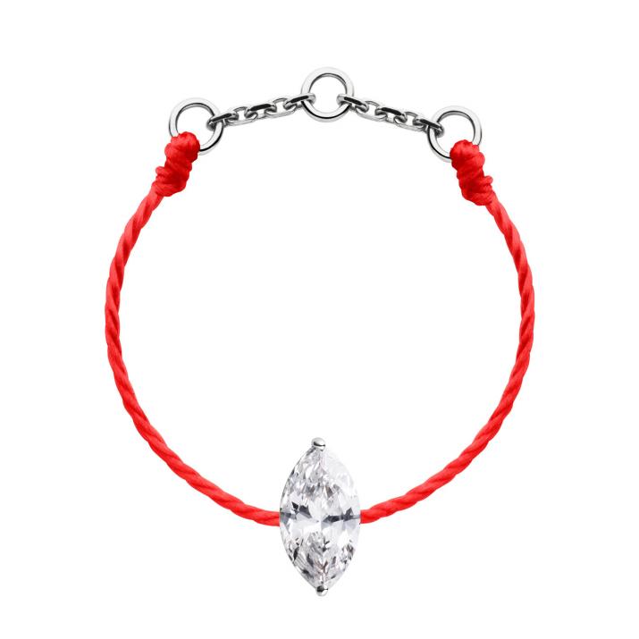 String Ring with 0.20ct Marquise Diamond in White Gold Prong Setting - Redline - 0++