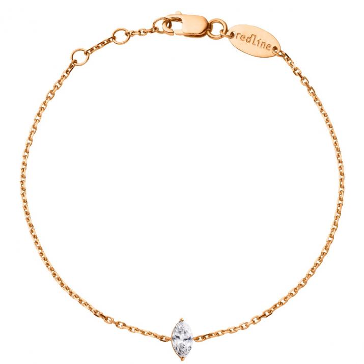 Chain Bracelet For Women with 0.20ct Marquise Diamond in Rose Gold Prong Setting - Redline