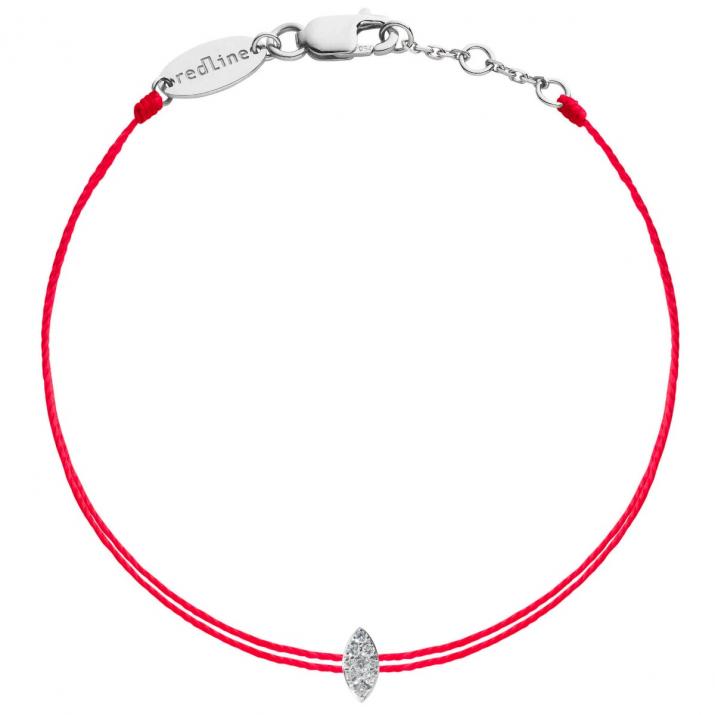 String Bracelet For Women with 0.05ct Round Diamond in White Gold Prong Setting - Redline - 0++