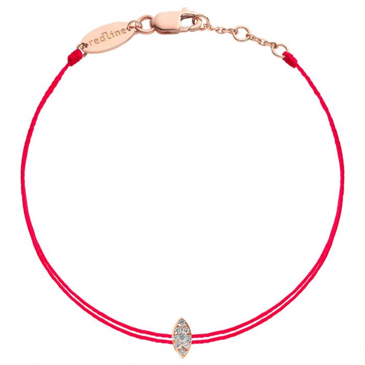 String Bracelet For Women with 0.05ct Round Diamond in Rose Gold Prong Setting - Redline - 0++