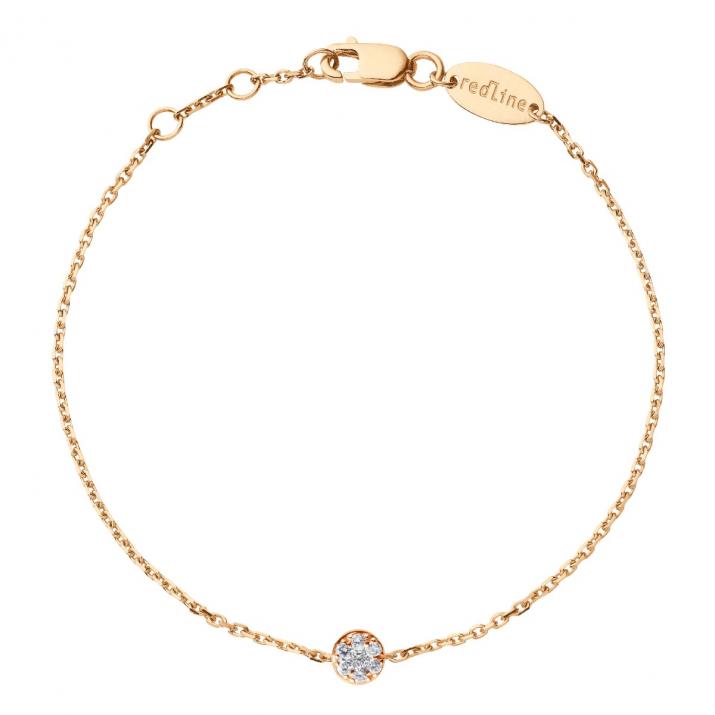 Chain Bracelet For Women with 0.05ct Round Diamond in Rose Gold Prong Setting - Redline