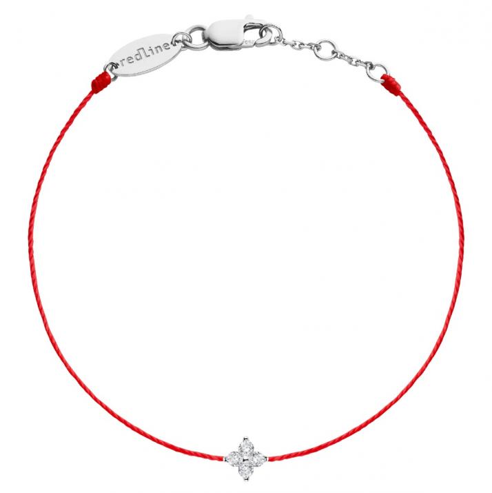 String Bracelet For Women with 0.04ct Round Diamond in White Gold Prong Setting - Redline - 0++