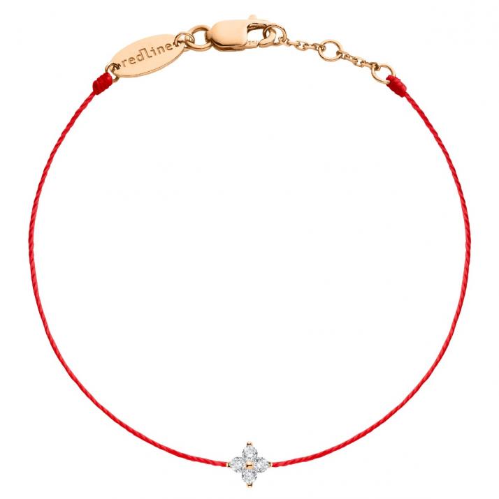 String Bracelet For Women with 0.04ct Round Diamond in Rose Gold Prong Setting - Redline - 0++