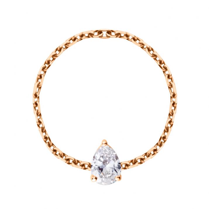 Ring with 0.20ct Pear Diamond in Rose Gold Prong Setting - Redline