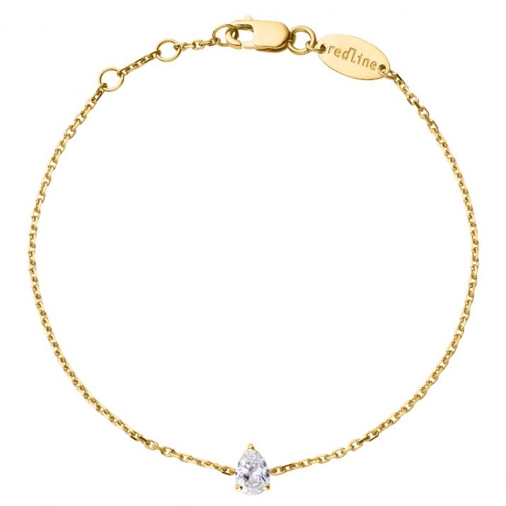 Chain Bracelet For Women with 0.20ct Pear Diamond in Yellow Gold Prong Setting - Redline