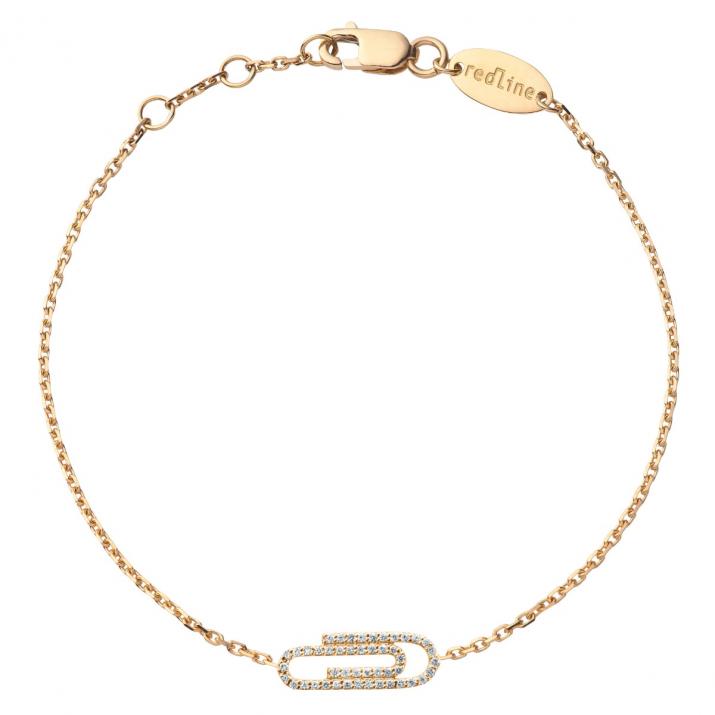 Chain Bracelet For Women with 0.12ct Round Diamond in Yellow Gold Pavé Setting - Redline - 0++